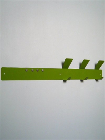 Hook - up combiknagerække m. 3 knager og 4 stærke magneter til div. opslag, US design, jern, blank olivengrøn - ( incl. skruer og plugs ).