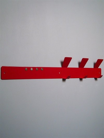Hook - up combiknagerække m. 3 knager og 4 stærke magneter til div. opslag, US design, jern, blank rød - ( incl. skruer og plugs ).