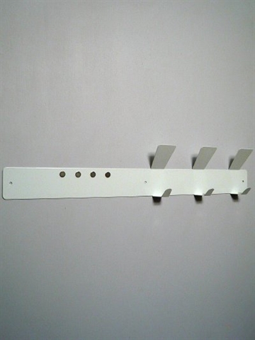 Hook - up combiknagerække m. 3 knager og 4 stærke magneter til div. opslag, US design, jern, blank hvid - ( incl. skruer og plugs ).