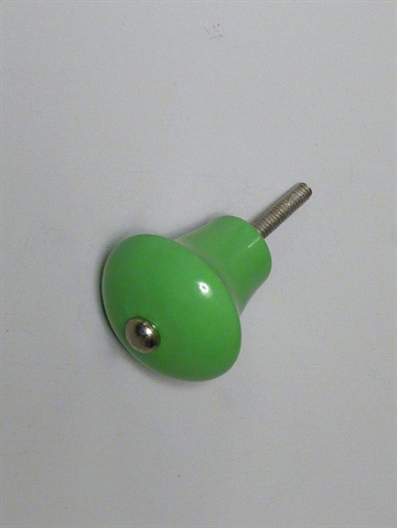 Grøn lakeret træknop m. forkromet skrue, mellemstor.