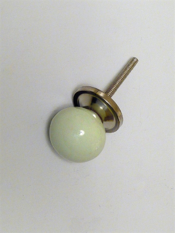 Lysegrøn kugle porcelænsknop m. forkromet metal, mellemstr.
