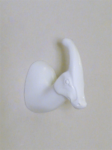 Dinosaurus Miss. Big Tuft knage, design Jorine Oosterhoff, hvidlak. polystone og metal m. indstøbt skrue ( incl. plug ).