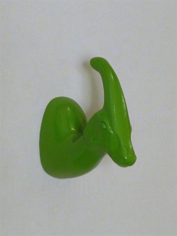 Dinosaurus Miss. Big Tuft knage, design Jorine Oosterhoff, grønlak. polystone og metal m. indstøbt skrue ( incl. plug ).