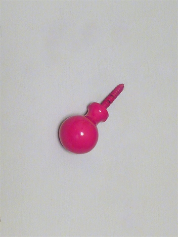 Kugle knopknage m. hals ( til bøjle ), pink lakeret metal, lille. - EGNET TIL VÆG.