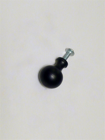 Kugle knop m. hals, silkemat sort lakeret metal, lille.
