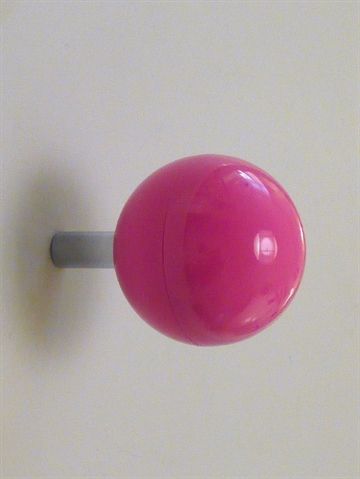 Pink kugle plastikknage m. forkromet stålhals ( til bøjle ) og skrue - EGNET TIL VÆG.