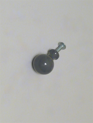 Kugle knop m. hals, grå lakeret metal, lille.
