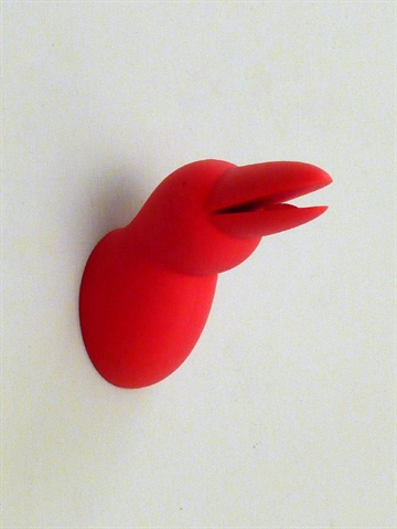 Bird hook, designet af AUN2H4, rød massiv gummi, egnet til tøj og nøglering kan hænge i næbbet - ( ophængsbeslag inkl. skruer og plugs ). 