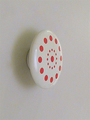 Retro knop m. hals, hvid porcelæn m. røde prikker, stor....