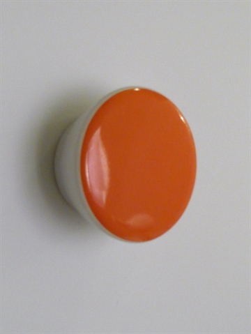 Hvid Casalinga porcelænsknop m. orange front, Xlarge.