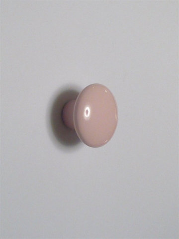 Flad hvælvet knopknage m. hals ( til bøjle ) og skrue, rosa porcelæn, lille - EGNET TIL VÆG.