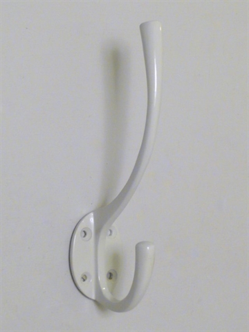 Klassisk knage, hvidlak. metal, stor - ( inkl. hvide skruer ).