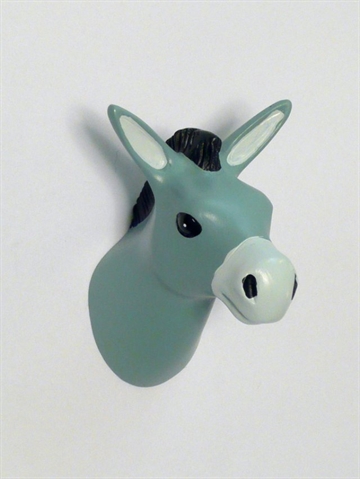 Dear Donkey- knage, design Jorine Oosterhoff, silkemat flerfarvet polystone og metal m. indstøbt skrue (inkl. plug).
