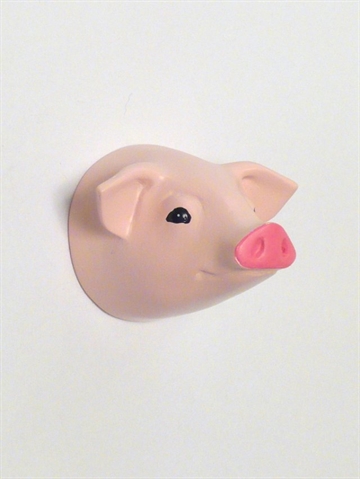Dear Pig - knage, design Jorine Oosterhoff, silkemat lyserød polystone og metal m. indstøbt skrue (incl. plug).