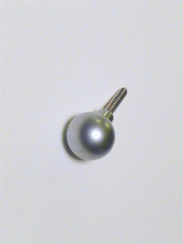Kugle knopknage m. lille hals og fast skrue, aluminiumsbelagt metal, lille - EGNET TIL VÆG.