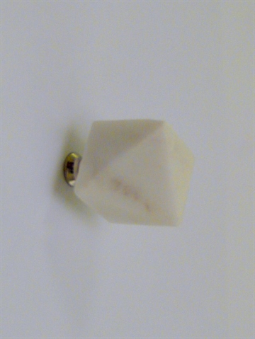 Kantet marmorknop m. forkromet hals, hvid.