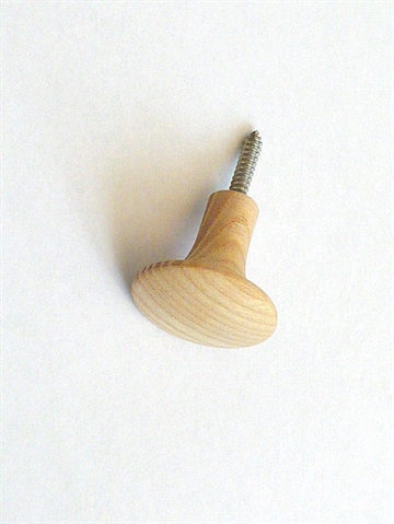 Klassisk minimalistisk ulakeret asketræsknop knage m. lang hals - EGNET TIL VÆG.