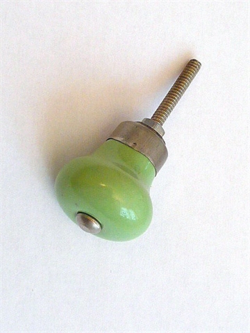 Æblegrøn porcelænsknop m. fortinnet metal, lille.