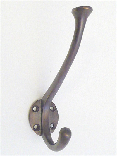 Bruneret massiv ulakeret messing knage m. 4 skruehuller.