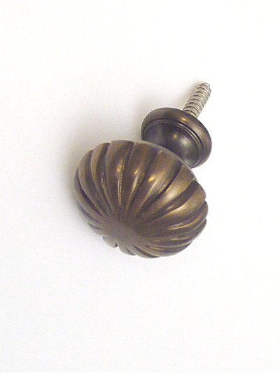 Rilled bruneret massiv messingknop knage, - EGNET TIL VÆG.