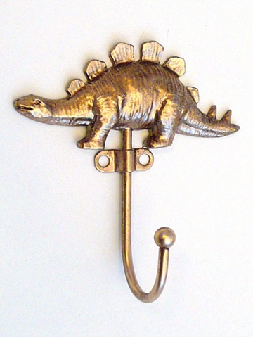  Stegosaurus dinosaur knage, let patineret messingbelagt metal.