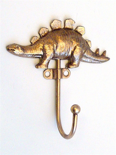  Stegosaurus dinosaur knage, let patineret messingbelagt metal.
