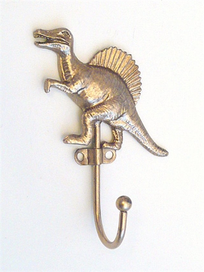 Spinosaurus dinosaur knage, let patineret messingbelagt metal.