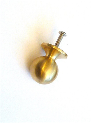 Kugle knop m. hals og rund bagplade, børstet massiv messing...