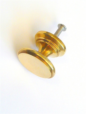 Massiv ulakeret messingknop m. stor bagplade...