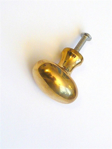 Klassisk oval ulakeret massiv messingknop...