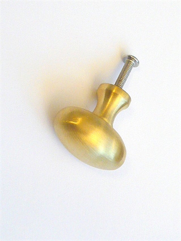 Klassisk oval børstet ulakeret massiv messingknop.