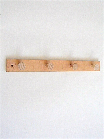 BB - design knagerække m. 4 knager i massiv ulakeret bøgetræ - 37 cm. ( inkl. skruer og plugs )..