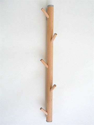 BB design - lodret knagerække m. 5 grene i ulakeret bøgetræ, inkl. mat alu. monteringsbeslag..