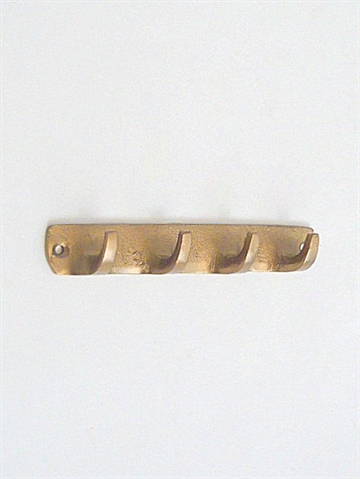 Rustik lille knagerække m. 4 kroge, i messingbelagt metal..