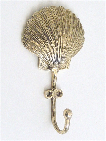 Stor muslingeskal knage, kunstsmedet massiv messing..