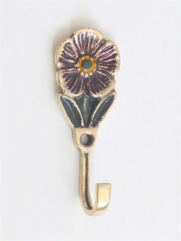 Audrey blomst knage, farvedekoreret kunstsmedet massiv messing.