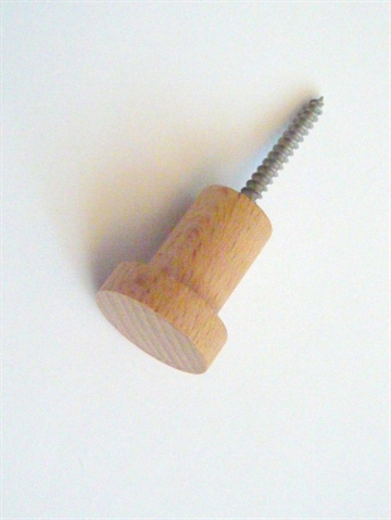 Knop knage i lys ulakeret bøgetræ m. hals ( til bøjle ) og skrue. - EGNET TIL VÆG.