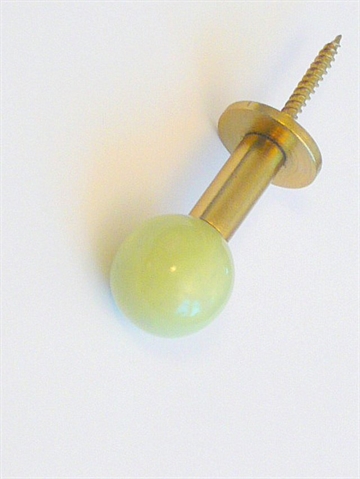 Lysegrøn kugle knage m. messinghals ( til bøjle ) og fast skrue - EGNET TIL VÆG.