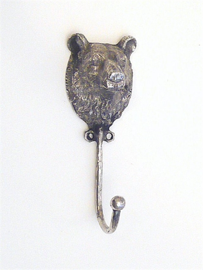 Bjørne knage, patineret forsølvet metal, fin og detaljeret..