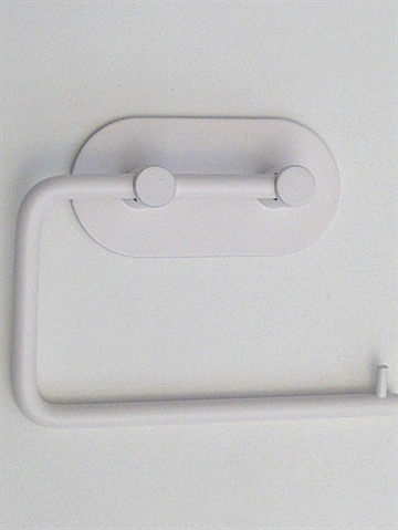 BB design - oval toiletrulleholder, silkemat hvid metal, stærkt selvklæbende ( egnet til glatte, faste, rene flader ).