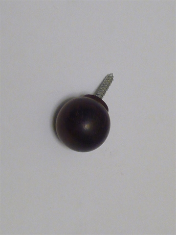 Mørkebrun silkemat lakeret kugle træknop knage m. fast skrue, lille - EGNET TIL VÆG.