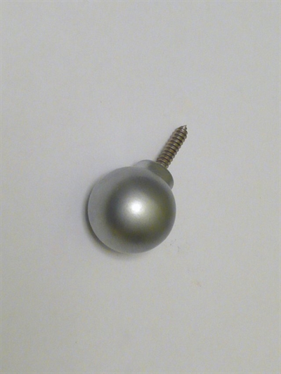 Kugle knopknage m. lille hals og fast skrue, aluminiumsbelagt metal, stor - EGNET TIL VÆG.
