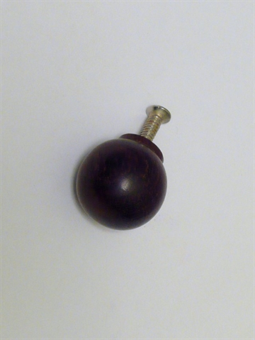 Mørkebrun silkemat lakeret kugle træknop, lille.