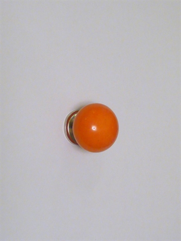 Orange  kugle porcelænsknop m. forkromet metal, lille.