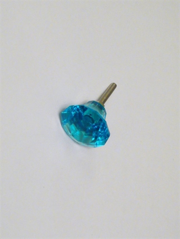 Blå glasknop, diamantslebet, mini.