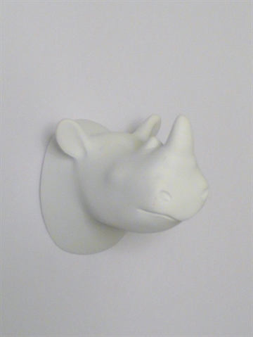 Dear Rhino - knage, design Jorine Oosterhoff, mat hvid polystone og metal m. indstøbt skrue (incl. plug).